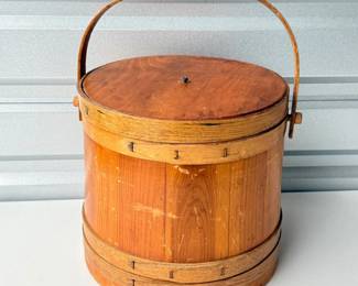 72 AntiqueVintagePrimitiveWoodenFirkinSugarBucketwLid