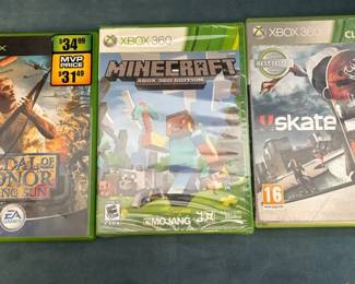 Xbox 360 Minecraft (NIB), Metal of Honor and Skate Games