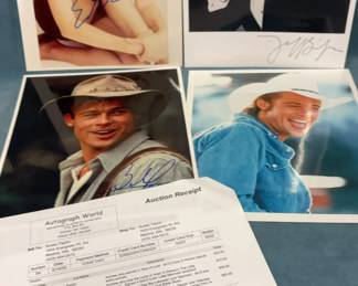 Brad Pitt Jeff Bridges And Ellen Barkin Signed Photographs