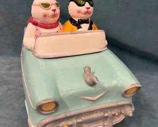 1997 Clay Art Cruisin Cats Cookie Jar