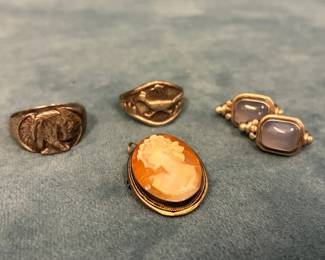 Sterling Silver Rings Earrings And Cameo