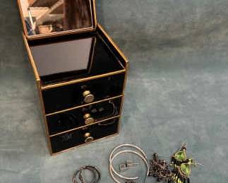 10K Pink Topaz Pendant Earrings And Otagiri Jewelry Box