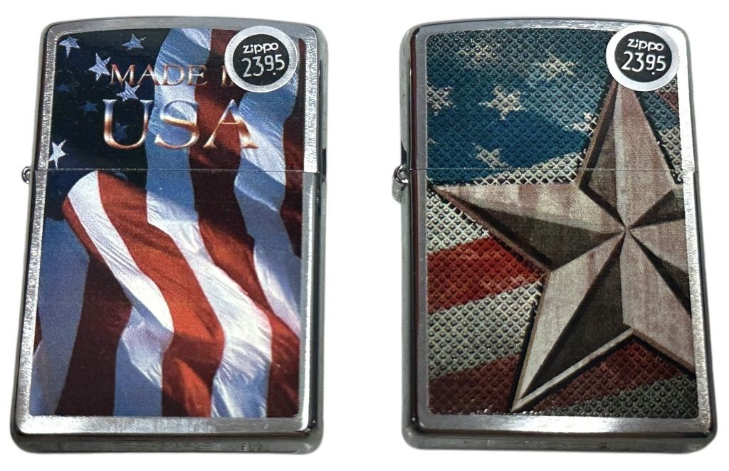 2 NEW Patriotic Zippo Lighters