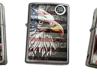 3 NEW Patriotic Zippo Lighters