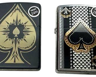 2 NEW Spade Zippo Lighters