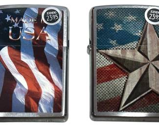 2 NEW Patriotic Zippo Lighters