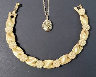 Pearl Goldtone Bracelet and Locket