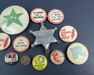 Vintage Collectors Novelty Pins Sheriff, Blue Bell, Cub Scouts and Others
