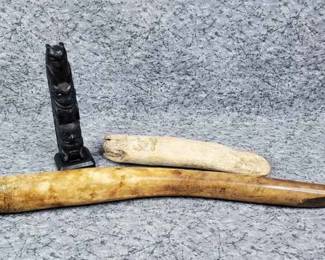 Walrus Baculum Oosik Bone Tools, Totem Figure Resin