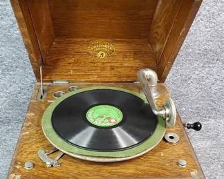 Antique Wind Up Columbia Grafonola Record Player
