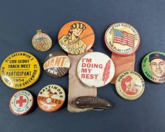 Vintage Collectors Novelty Pins Sports, Cub Scouts, and Others