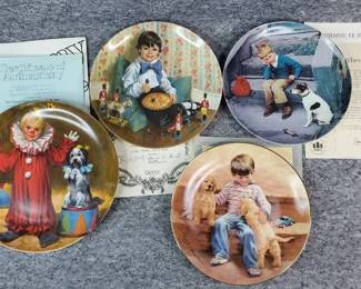 4 Collectors Plates of Little Boy Themes with COAs
