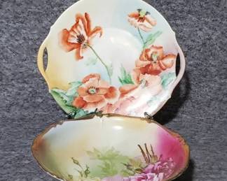 Vintage Bavarian Porcelain Floral Plate and Bowl