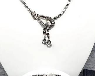 Circa 1900 Rhinestone Necklace, Bracelet and Earring Set
