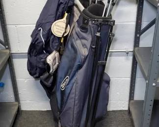 Golf Gear Clubs, Bag, Balls, Tees, Jacket, Umbrella, Red Sox Covers