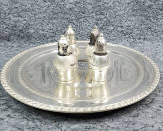 Sterling Plate and Salt Pepper Shakers