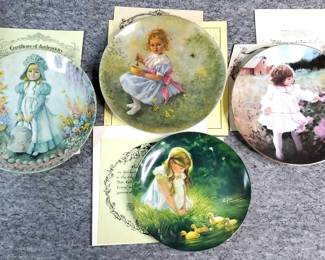 4 Collectors Plates of Little Girls, with COAs