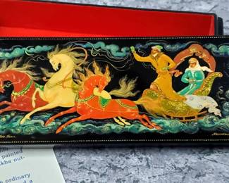 Signed Russian USSR Lacquer Miniature Painting Box