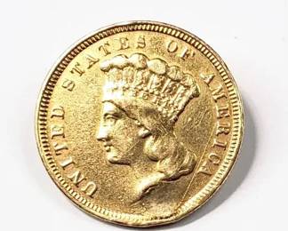 Gold 1854 $3 Coin Indian Princess Pin