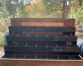 Vintage Ferry Morse seed packet store display box with trays.