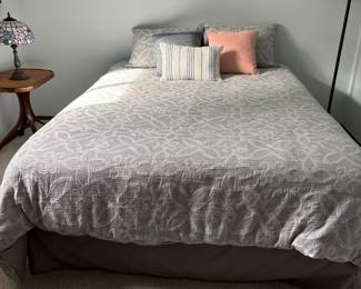 Queen bed and linens