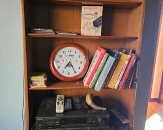 Sony equipment, clock and books