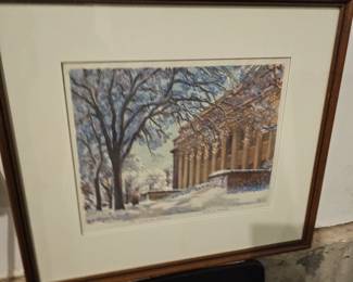 Framed Louis Novak Colored Wood Block Print