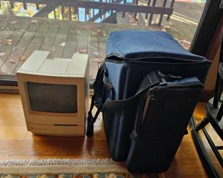 Vintage Apple Macintosh Computer with carrying case and manual.