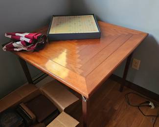 Wood side table, square side table. American flag