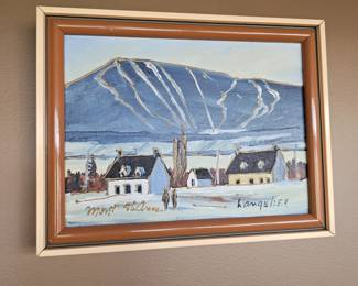Mont St. Anne, Framed artwork, Ski mountain art work, Langelier art, Ski Mountain in Quebec Canada Mont St. Anne