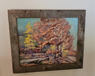 Old world style framed New England Fall Picture 