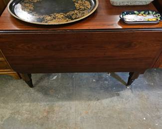 Drop-Leaf Table, Vintage Decorative Service Tray