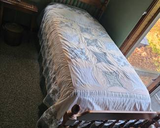 Twin Bed Frame and Mattress, Bed Side Table, Table Lamp