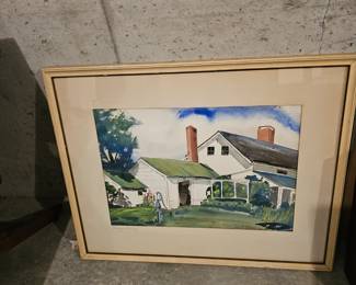 Signed Framed Watercolor  Painting of a House