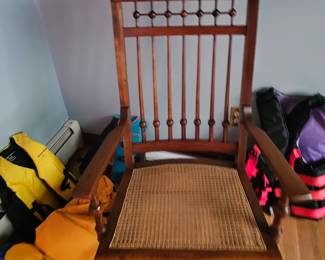 Vintage rocking chair with pad, life jackets