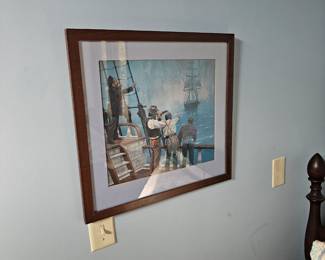 On Board a Sailing Ship, Framed artwork