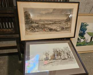 Framed Engraving: "Vue du Paysae vers la Maison Royale de St. Cyr by Jacques Rigaud