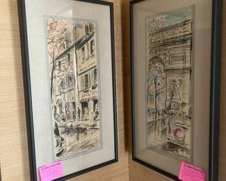 Original Watercolor street scenes Paris Artist