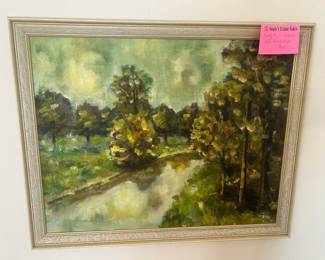 Vintage oil framed landscape