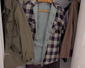 Mens clothes in the 2nd floor hall closet