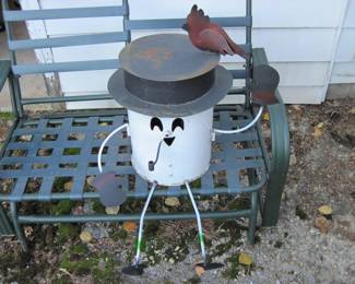 Very Cool Vintage Metal Snowman, Metal Glider Frame