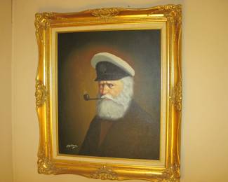 David Pelbam Signed Sea Ship Captain Oil Painting