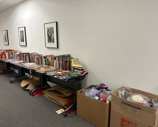 Weaving, spinning, fiber arts and craft books. Yarn of all different kinds - wool, cotton, etc