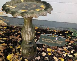 REAL CEMENT BIRD BATH…. Plus a few other garden adornments 
