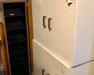 'Two separate white cabinets with 2 doors