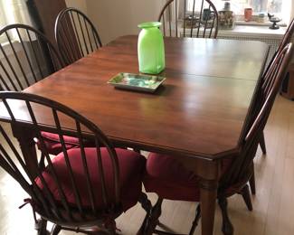 Nichols & Stone Cherry Table 6 chairs & 2 leaves. Well cared for in great condition. 42w x 54 long x 29 tall 2 leaves