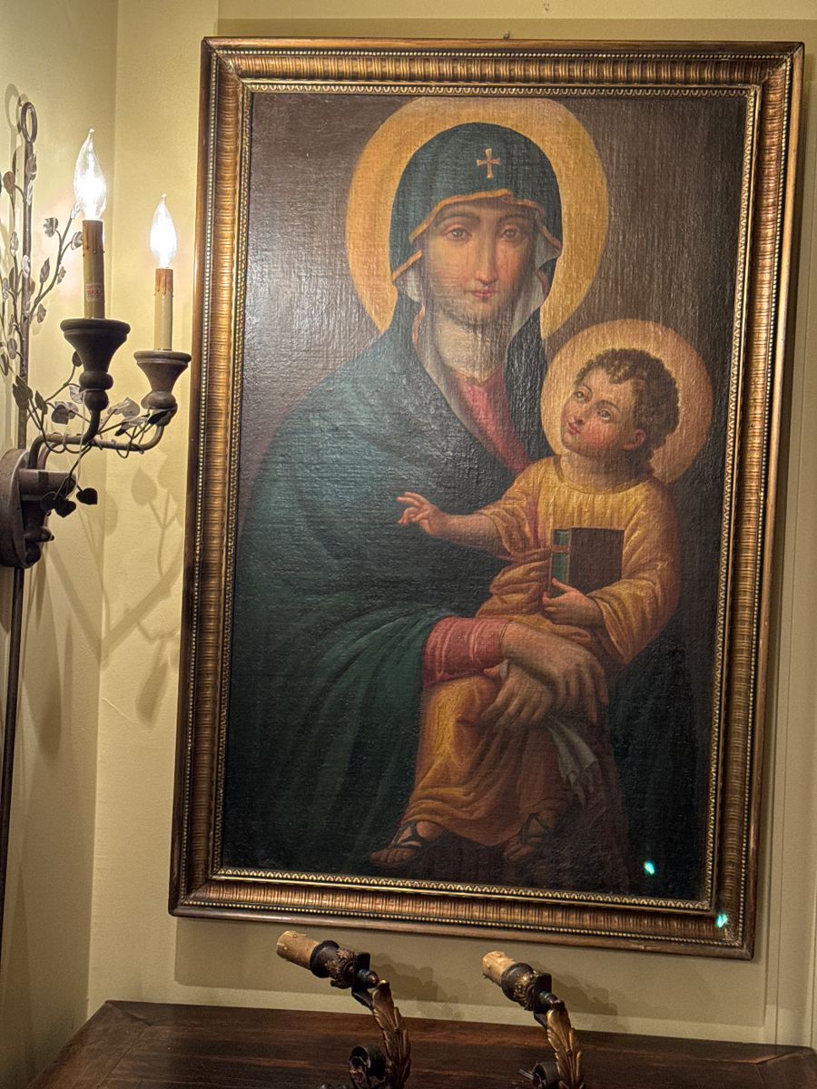 Painting of Madonna and Child from an old Italian church. Painted late 1800s