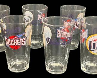 Miller Lite Houston Rockets Pint Glasses
