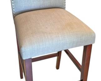 Studded Gray Fabric Bar Stool