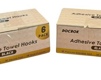 2 DOCROK 6 pack Adhesive Towel Hooks